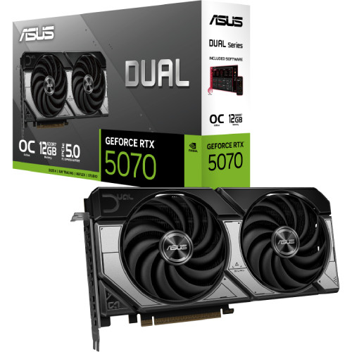 ASUS ASUS DUAL GeForce RTX 5070 12GB GDDR7 OC Edition 2.5スロット占有　GeForce RTX 5070搭載　グラフィックボード:博多・福岡・九州近辺でPCをパーツ買うならツクモ博多店！