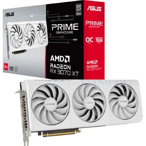 ASUS Prime Radeon RX 9070 XT White OC Edition 16GB GDDR6 2.5スロット占有　Radeon RX 9070 XT搭載　グラフィックボード:博多・福岡・九州近辺でPCをパーツ買うならツクモ博多店！