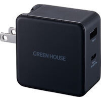 GREEN HOUSE グリーンハウス GH-ACU2GBC-BK USB-AC充電器 2ポート 65W:関西・大阪・なんば・日本橋近辺でPCをパーツ買うならツクモ日本橋！