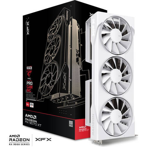 XFX XFX Swift AMD Radeon RX 9070XT White Triple fan Gaming Edition with 16GB GDDR6 Radeon RX 9070 XT搭載　グラフィックボード:博多・福岡・九州近辺でPCをパーツ買うならツクモ博多店！