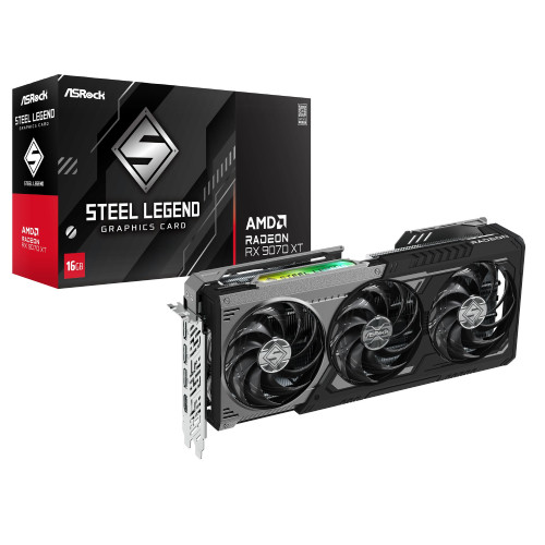 ASRock Radeon RX 9070XT Steel Legend DARK 16G　RX9070XT SLD 16G 2.9スロット占有　Radeon RX 9070 XT搭載　グラフィックボード:博多・福岡・九州近辺でPCをパーツ買うならツクモ博多店！