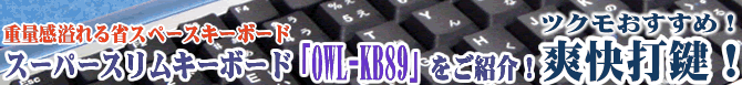 ツクモおすすめ！爽快打鍵！重量感溢れる省スペースキーボード スーパースリムキーボード「OWL-KB89」をご紹介！