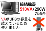 VAがUPSの容量を越えているため使えません