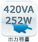 出力容量：420VA 252W