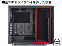 全てのドライブベイを外した状態