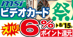 MSI ビデオカード祭！対象機種ズバリ6%ポイント還元