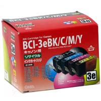 【クリックで詳細表示】アウトレットインク Canon BCI-3e 互換 リサイクルインクカートリッジ(4色セット) HCJ-03/4PRN-O