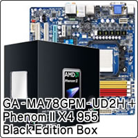 【クリックでお店のこの商品のページへ】Phenom II X4 955 Black Edition Box (Socket AM3) ＋ GA-MA78GPM-UD2H セット