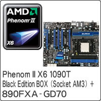 【クリックでお店のこの商品のページへ】Phenom II X6 1090T Black Edition BOX (Socket AM3) ＋ 890FXA-GD70 セット