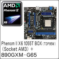 Phenom II X6 1055T BOX (TDP95W) (Socket AM3) ＋ 890GXM-G65 セット
