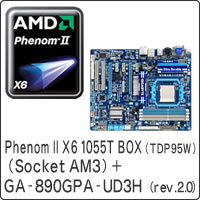 【クリックでお店のこの商品のページへ】Phenom II X6 1055T BOX (TDP95W) (Socket AM3) ＋ GA-890GPA-UD3H (rev. 2.0) セット