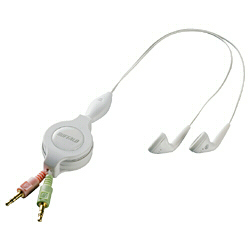 【クリックで詳細表示】BUFFALO 両耳イヤフォン式ヘッドセット 巻き取りタイプ BSHSE03RWH