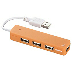 【クリックでお店のこの商品のページへ】BUFFALO USB2.0ハブ 4ポートタイプ オレンジ BSH4U06OR