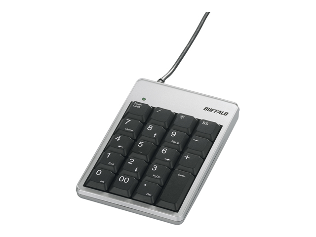 【クリックで詳細表示】BUFFALO スタンダードテンキーボード USB2.0ハブ付き シルバー BSTKH02SV