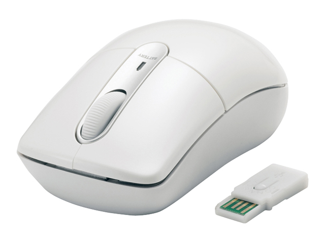 【クリックでお店のこの商品のページへ】BUFFALO 無線(27MHz)光学式マウス Mサイズ ホワイト BSMOW05MWH