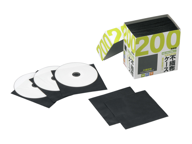 【クリックでお店のこの商品のページへ】BUFFALO CD/DVD不織布ケース 片面収納 200枚入り ブラック BSCD05H200BK