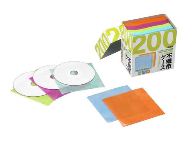 【クリックでお店のこの商品のページへ】BUFFALO CD/DVD不織布ケース 片面収納 200枚入り ミックス BSCD05H200MX