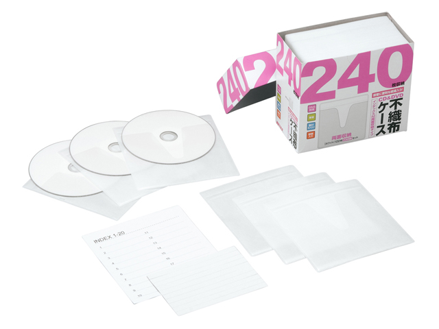 【クリックで詳細表示】BUFFALO CD/DVD不織布ケース 両面収納 120枚入り ホワイト BSCD06H120WH