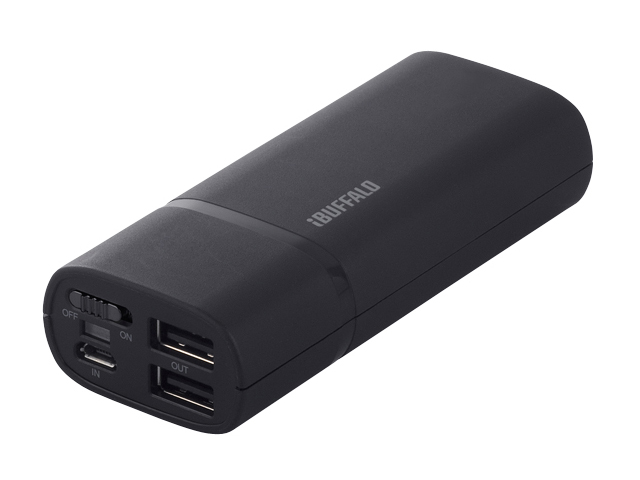 【クリックでお店のこの商品のページへ】iBUFFALO スマートフォン用モバイル充電器 2ポートタイプ ブラック BSMPA04BK