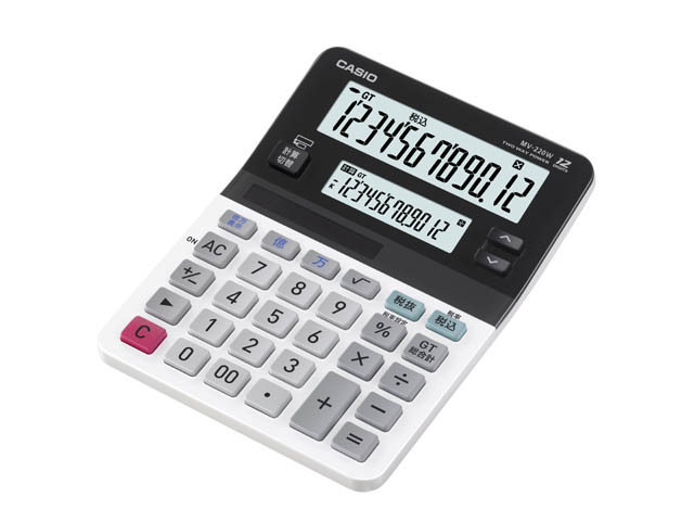 【クリックでお店のこの商品のページへ】CASIO カシオ ミニジャスト型ツイン液晶電卓 MV-220W-N